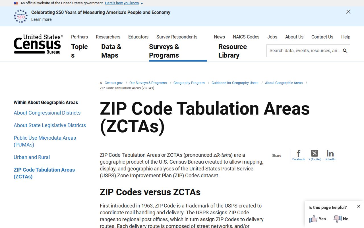 Carteret ZIP code directory Census guidance distinguishing ZCTAs from USPS ZIP codes