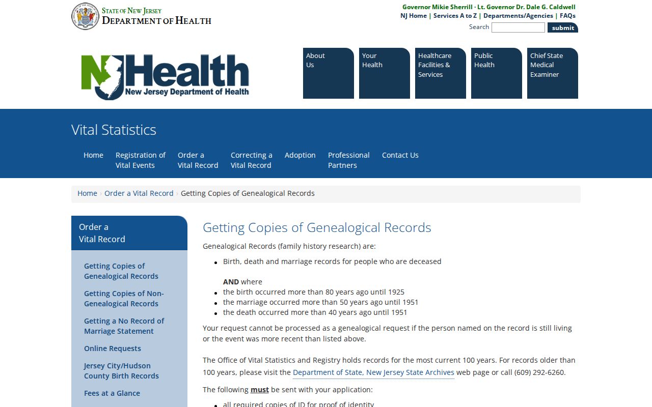Carteret resident lookup source for New Jersey genealogy vital-record eligibility