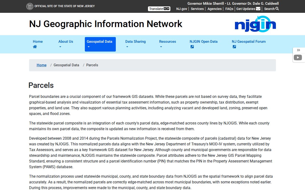 Carteret street directory NJGIN parcel-data resources for address and parcel context
